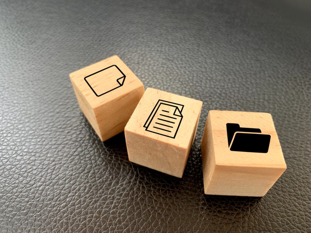 file icons are arranged into folders. Concept document management system or DMS